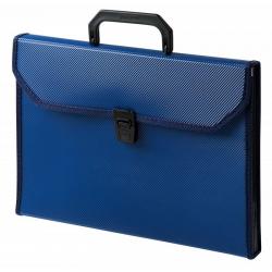 Портфель с ребристой поверхностью и окантовкой Бюрократ, цвет синий, A4, 6 отделений, арт. -BPP6TLBLUE