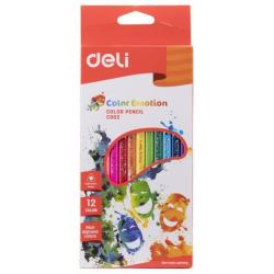 Карандаши цветные Deli Color Emotion, липа, 12 цветов, арт. EC00200