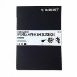 Скетчбук Marker Line, 176x250 мм, 44 листа, обложка твердая, цвет черный