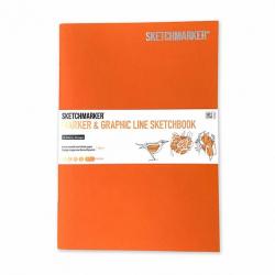 Скетчбук Marker Line, 176x250 мм, 44 листа, обложка твердая, цвет оранжевый