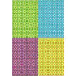 Цветной картон поделочный с тиснением, А4, 4 листа, 4 цвета, Квадратики