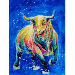 Картина по номерам Белоснежка Космический бык, 30x40 см