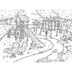 Коврик-раскраска маленький Монстры на детской площадке, 48х33,5 см