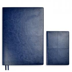 Набор подарочный записная книжка + обложка для паспорта, A5+, 120 листов, искусственная кожа Сариф, синий