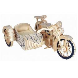 Модель деревянная сборная Мотоцикл с коляской