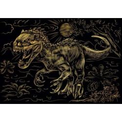 Гравюра Большой динозавр, А4, с эффектом золота, в конверте