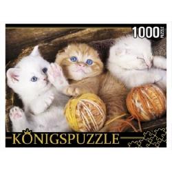 Пазлы Konigspuzzle. Три котёнка с клубками, 1000 элементов