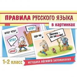 Наглядное пособие для детей Правила русского языка в картинках. 1-2 классы, 24 карточки